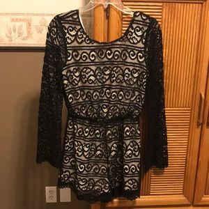 Black Lace overlay short Romper